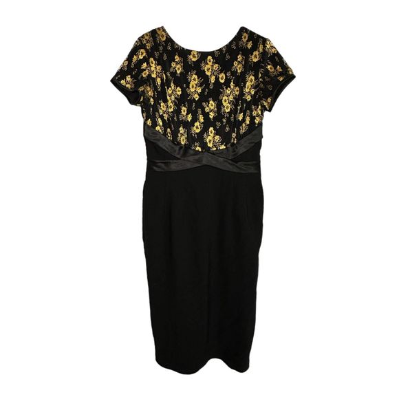 Tatyana Black and Gold Midi Dress, XL, Pre-owned - Picture 3 of 5